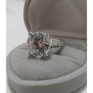 Big brilliant solitaire CZ ring size 6.25 marked 925 for silver and Thailand